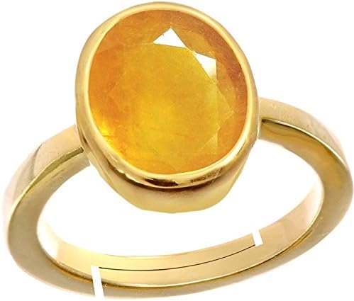 Prajapatis Gems Ring Yellow Sapphire Gemstone/Pukhraj Stone Gemstone for Astrological Purpose of (7.25 RATTI)