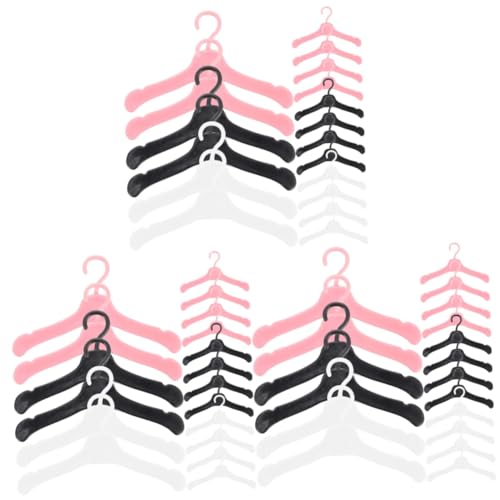 HAWILLOSCH 3sets Mini Dolls Clothes Rack Pink Boys and Girls Hangers Doll Clothing Storage 60pcs*3