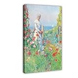 ANFOTCM Childe Hassam, Celia Thaxter in Her Garden, 1892, póster artístico para decoración de pared, bar, restaurante, garaje, cafetería, regalo de 50 x 75 cm