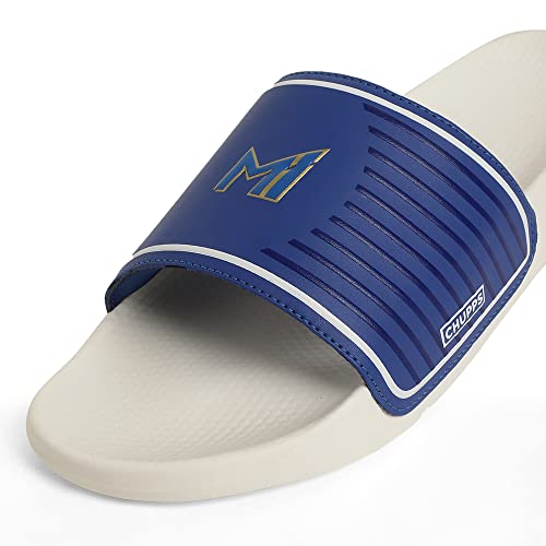 Image of CHUPPS X Mi Official Sliders White & Gold Drift Orthopedic Slippers | Soft Footpharma Footbed | Breathable Ventilation Holes | Lightweight Flip Flops | Anti-Skid Chappals for Everyday For Mens