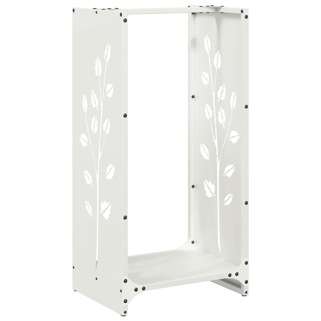 Gecheer Rastrelliera per Legna da Ardere Bianca 40x30x80 cm,Portalegna,Porta Legna,Legnaia da Esterno,Scaffale Portalegna,Scaffale per Legna da ardere,Portalegna da Interno,P864220