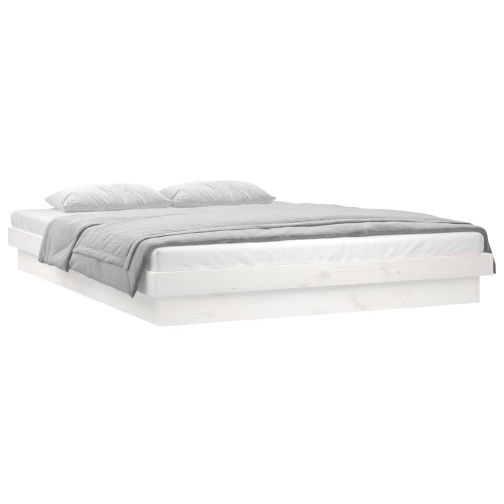 vidaXL Struttura letto in legno massello di pino bianco LED con telecomando per colori chiari regolabili – Dimensioni 120 x 200 cm arredamento moderno camera da letto