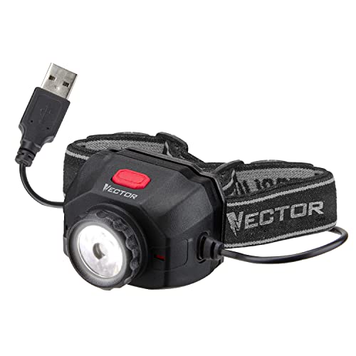 VECTOR HL500V Headlamp 600 Lumen Lithium Ion with USB Charging Capability, Rechargeable