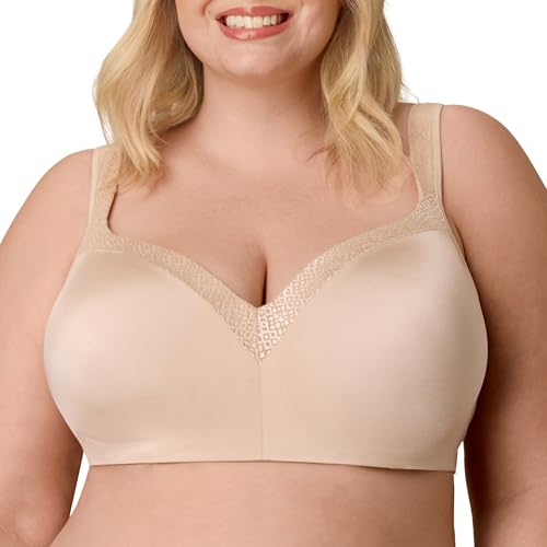 PLAYTEX Women's Underwire Balconette, Plus, Full-Coverage Bra, Smoothing, 4-Way Support