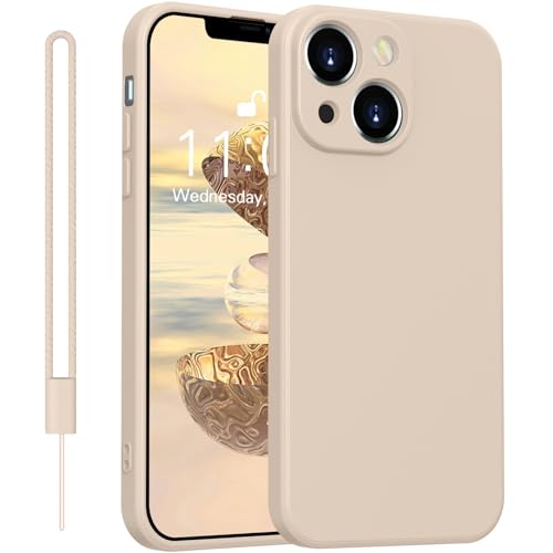 Yoawiful für Handyhülle iPhone 13 mini Hülle Premium Silikon Kameraschutz Hülle 13 mini Case mit 1 Lanyard stoßfest dünn weich Kratzfest Schutzhülle mit Mikrofaser-Futter Khaki