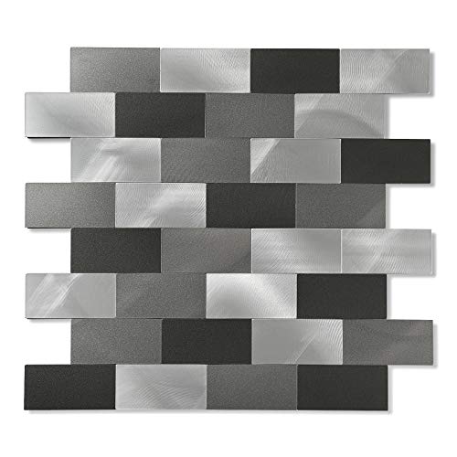 Yipscazo Peel and Stick Backsplash, Stick on Tiles Stainless Steel Backsplash Peel and Stick for Kitchen in Black (12  x12  ,5 Sheets)