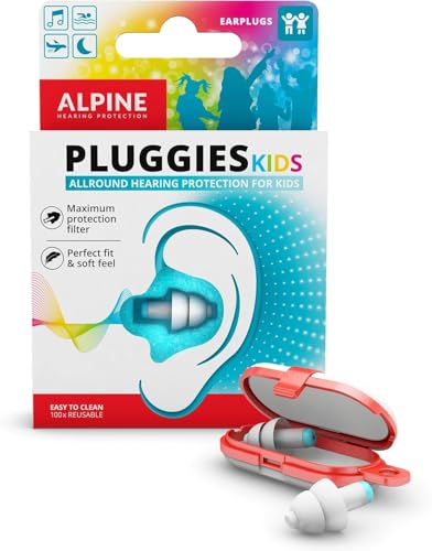 Alpine Pluggies Kids Ear Plugs for Small Ear Canals - Noise Cancelling...