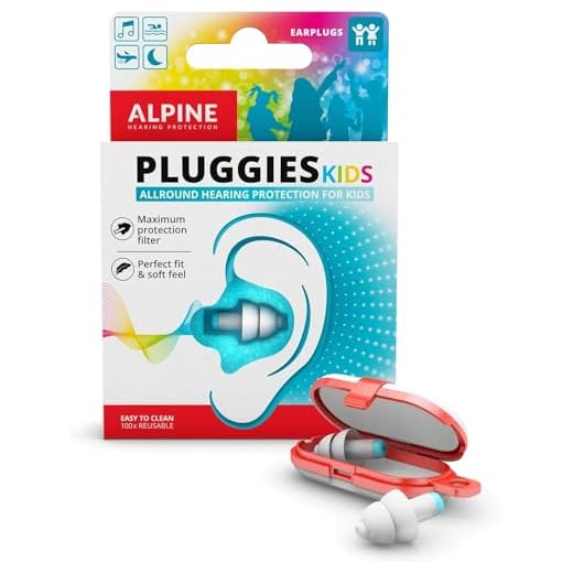 Alpine Pluggies Kids Ear Plugs for Small Ear Canals - Noise Cancelling Earplugs for Kids Age 5-12 - Multi-Purpose Kids Ear Protection - 25dB - Reusable Hypoallergenic Filter Earplugs