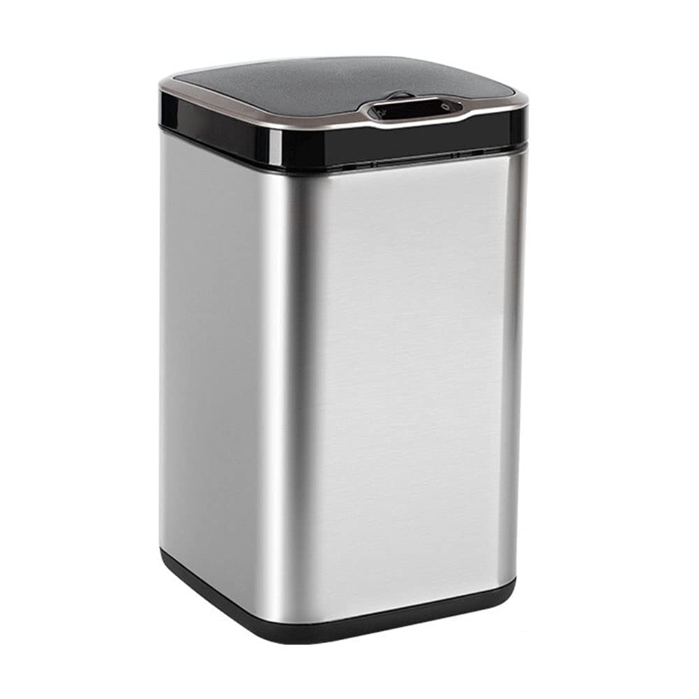 Non-contact Trash Can, Stainless Steel Household with Cover 13L Capacity 360° Touch Sensing Closed Design Toilet Paper Basket