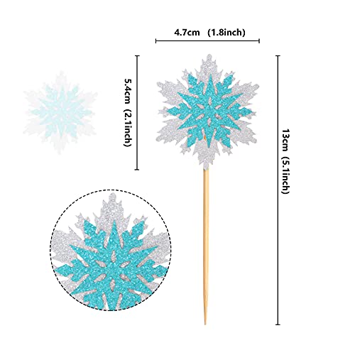 Keaziu 30 Pack Snowflake Cupcake Toppers Frozen Cupcake Picks Winter Frozen Theme Party Christmas Baby Shower Wedding Decoration Supplies Winter Wonderland Theme Cupcake Topper 2 #TOP5