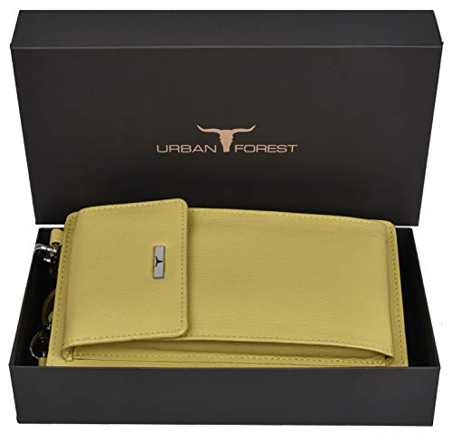 Image of URBAN FOREST Ruby Bright Yellow Leather Sling Wallet for Women
