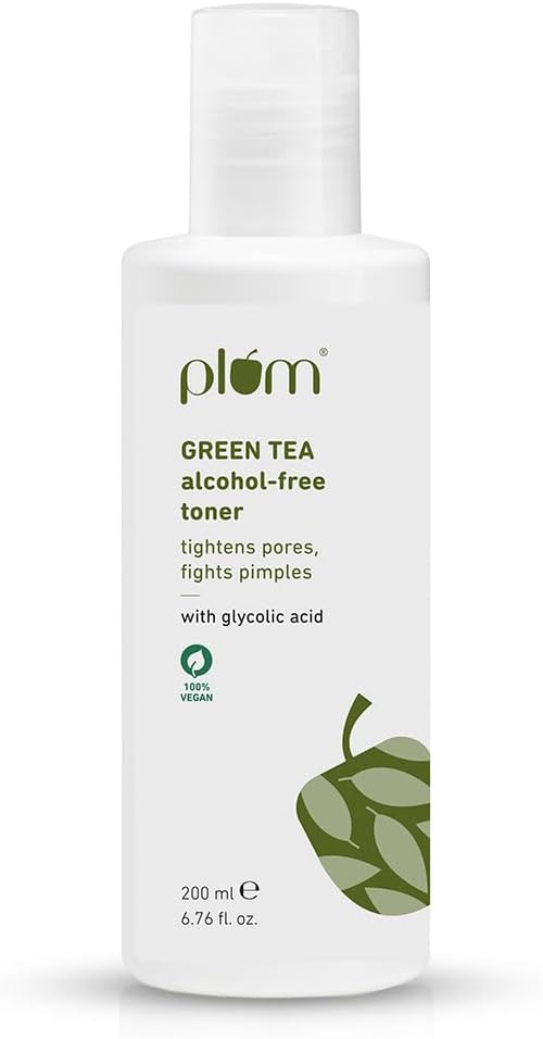 Green Tea Alcohol-Free Face Toner For Oily,Acne-Prone Skin | Alcohol-Free | With Glycolic Acid|Tightens Pores | Controls Oil| Gently Exfoliates Dead Skin Cells | Non-Drying|100% Vegan | 200 ml