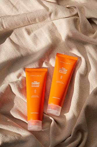 APRILSKIN Carrot Acne Foam Cleanser | Oily, sensitive, acne-prone skin | Deep cleans, controls sebum & relieves acne with BHAs | 4.05 oz | Cruelty-Free, No sulfates and artificial fragrance