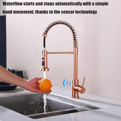 Avola Copper Pull Out Kitchen Faucet, Hands Free Touchless Kitchen Sink Faucet, Rose Gold Motion Sensor Activated Smart 304 Stainless Steel by Avola - Used condition - Image 4