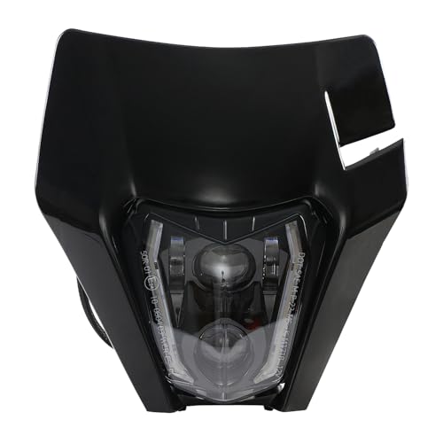 JFG RACING Faro Anteriore Moto LED,Mascherina con Faro Moto E24 Luce di Marcia Diurna per SX SXF XC XCF XCW EXC EXC SMC SMCR Motocross Enduro Supermotard-Nero