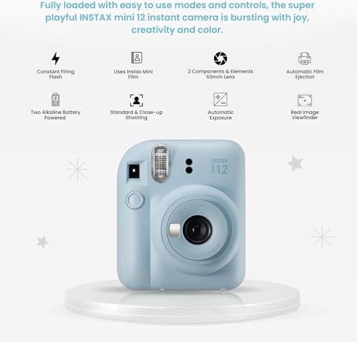 Fujifilm Câmera instantânea Instant Mini 12 + pacote de acessórios BluebirdSales e capa personalizad