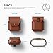elago Genuine Leather Case Compatible with AirPods 1 Case and Compatible with AirPods 2 Case, Natural Cowhide Leather Case with Brass Ring Holder, Supports Wireless Charging [Brown]