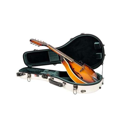 Crossrock Fiberglass A-Style Mandolin Case, with Accessory Compartment, Backpack Straps, TSA Lock-Milky White (CRF2020MAMW)