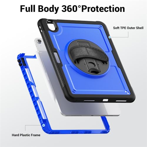 Coque iPad Air 13 pouces M3 2025 silicone bleu foncé avec support antichoc - 3