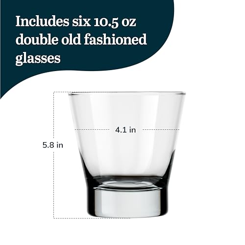 Image of Libbey Bar Essentials Double Old Fashioned Glasses,10.5oz, Clear Drinking Glasses Set of 6, Modern Rocks Glass Set for Special and Everyday Use
