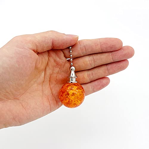 Image of 2 Pack Crystal Ceiling Fan Pull Chains, Decorative Pendant Extension, 12 Inch Beaded Ball Fan Pulls with Connector (Amber)