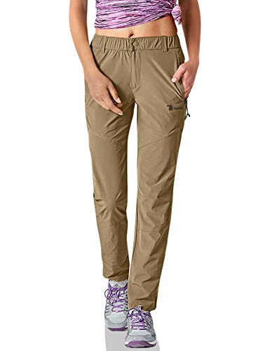 Rdruko Pantalon de randonnée léger à séchage rapide pour femme avec poches - beige - Taille S Cover
