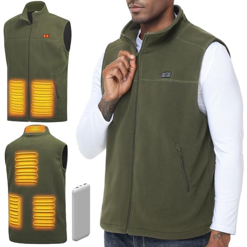 LABEWVI Men's Heated Vest with 10000mAh Battery, Lightweight Heating Electric USB Rechargeable Short-pile Polar Fleece Vest