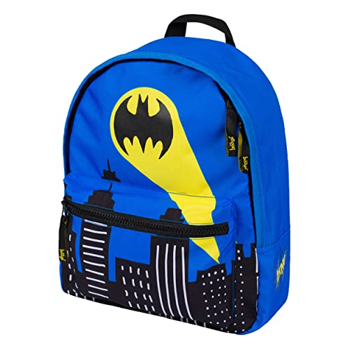 Baagl Zaino per l'asilo, per bambini, per l'asilo, per bambini, con cintura sul petto, Batman Blu