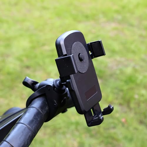 RHINORO Golf Push Trolley Phone Mount, Universal Smartphone Holder with Adjustable Ball-Head, Secure Claw, Black