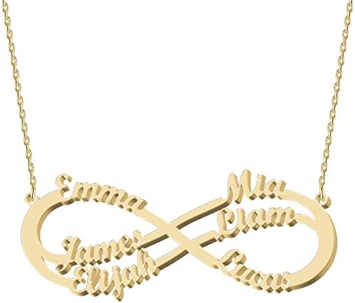 Personalized Gold Infinity Name Necklace with Heart Beautiful Arr...