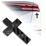 3D 2.56"x1.77" Jesus Cross for Car Metal Emblem American Flag Texture,Stylish Cross Car Decal Badge for Decoration,Personalized Crosses Decals for Cars as Christian Cars Accessories (Black)