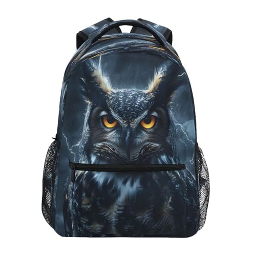 Owl Bird Night Backpack for School Boys Girls Adults Kids Bookbag Laptop Bag 18L