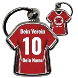 minifan Personalisierter Schlüsselanhänger Trikot Name, Nummer, Logo & Vereinsfarben | Geschenk für Sportler, Trainer, Kinder & Fans | Hochwertig gefertigt in Deutschland
