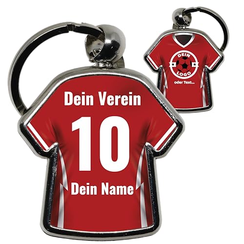 minifan Personalisierter Schlüsselanhänger Trikot Name, Nummer, Logo & Vereinsfarben | Geschenk für Sportler, Trainer, Kinder & Fans | Hochwertig gefertigt in Deutschland