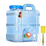 RUYI 10L Wasserkanister mit Hahn und Schraubdeckel, Camping Wasserkanister BPA-frei Trinkwasserkanister, Tragbarer Wassertank mit Griff für Wohnwagen Picknick Wandern, Transparent Blau
