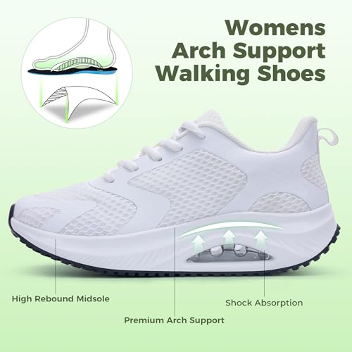 Image of Autper Plantar Fasciitis Shoes Women Walking Arch Support Tennis Casual Athletic Nurse Orthotic Sneakers for Foot Pain Relief