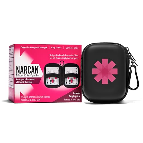 NARCAN Nasal Spray 4 mg with Carrying Case Emergency Treatment of Opioid Overdose 2 Single-Dose Devices