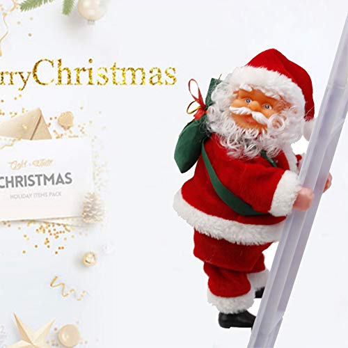 Santa Climbing Ladder Electric Santa Claus Climbing Rope Ladder Decoration, Christmas Super Climbing Santa Plush Doll Toy for Hanging Ornament Tree Indoor Outdoor Decoration