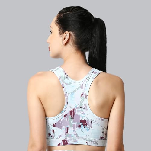 Image of SOIE Women's Medium Impact Quick Dry Padded Racerback Printed Athleisure Sports Bra