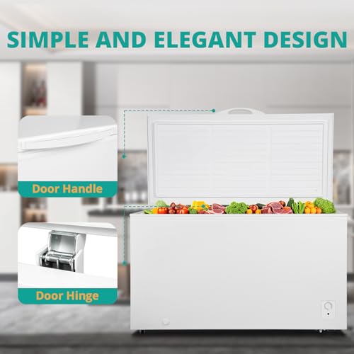 Image of SMETA Chest Freezer 18 Cubic Feet, Deep Freezers Large Storage with 1 Basket, Free-Standing Freezer Chest Garage Ready, 4 Wheels, Low Noise, Energy Saving, Top Door, for Home, Office, Kitchen, White