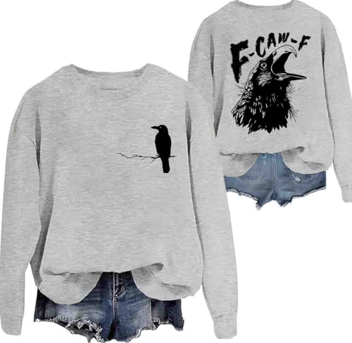 Funny Black Crow Sweatshirt Crow Vintage Casual Graphic Sweatshirt Hoodies For Men Women