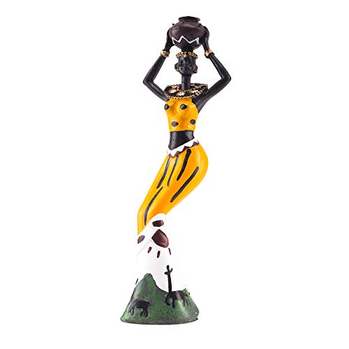 3Pcs African Figure Sculpture Tribal Lady Figurine Statue Decor Collectible Art Piece, 7.5-Inch #TOP3