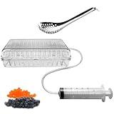 Molecular Gastronomy Kit, Spherical Caviar Maker Box Kit, Includes Caviar Box, Tube, Syringe, and Caviar Spoon, 96 Molecular Gastronomy Caviar Balls at Once, Caviar Making Box Set