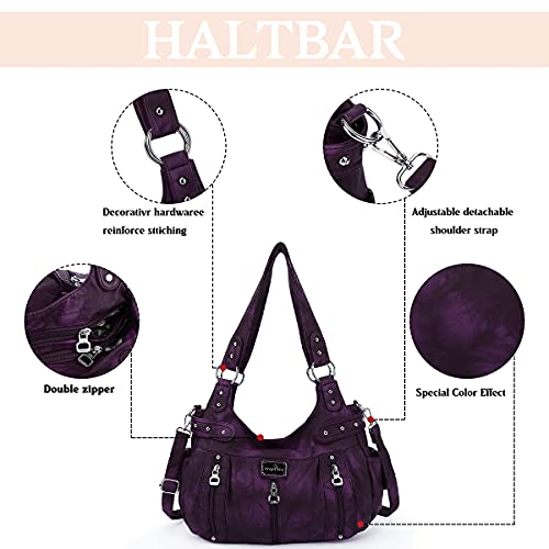 Image of Angel Kiss Large Purses and Handbags for Women Washed Faux Leather Crossbody Hobo Satchel Shoulder Handbag Tote Purse