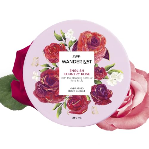 Image of Nykaa Wanderlust English Country Rose Floral Sorbet Body Gel Lightweight Soothing Cooling Hydrating for Women - 250ml Rose & fresh Lilly Perfume | Long-Lasting,Vegan,Paraben‐Free, IFRA Certified