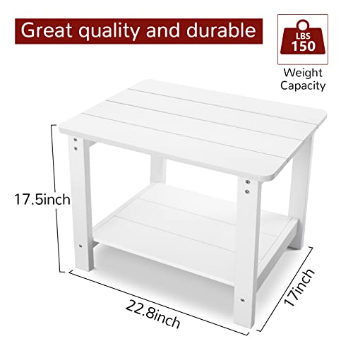 Stoog Oversized Outdoor/Indoor Side Table, Weather Resistant Hips Plastic Porch Tables, For Backyard, Patio, Pool, Deck And Garden, White, 22.8" D X 17" W X17.5 H #TOP2