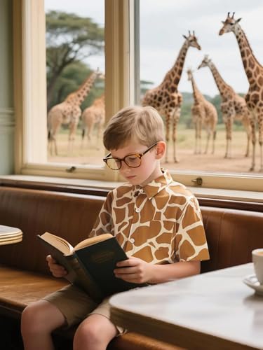 COSLAND Boys and Toddlers' Animal Print Shirt Kids Cotton Button Down Top, 2T-Large3