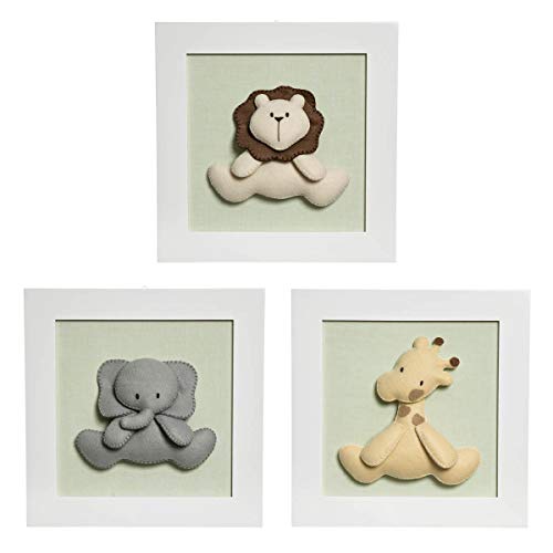 Trio de Quadros Selva, Quarto Bebê Infantil Menina Menino, Potinho de Mel, Verde