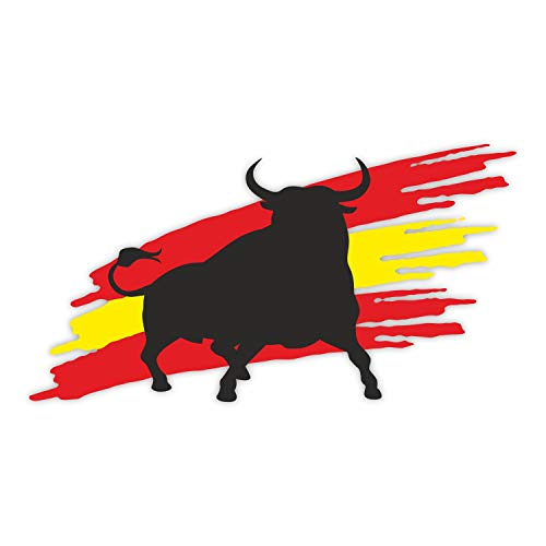 1 pegatina bandera toro I 20 x 10,5 cm grande I el Toro I pegatina coche I autocaravana portátil I España España toro I UV y resistente a la...