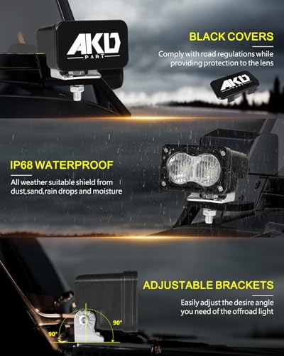 Image of 3 inch 40W CREE LED Pods with Wiring Kit & Covers - Driving Flood